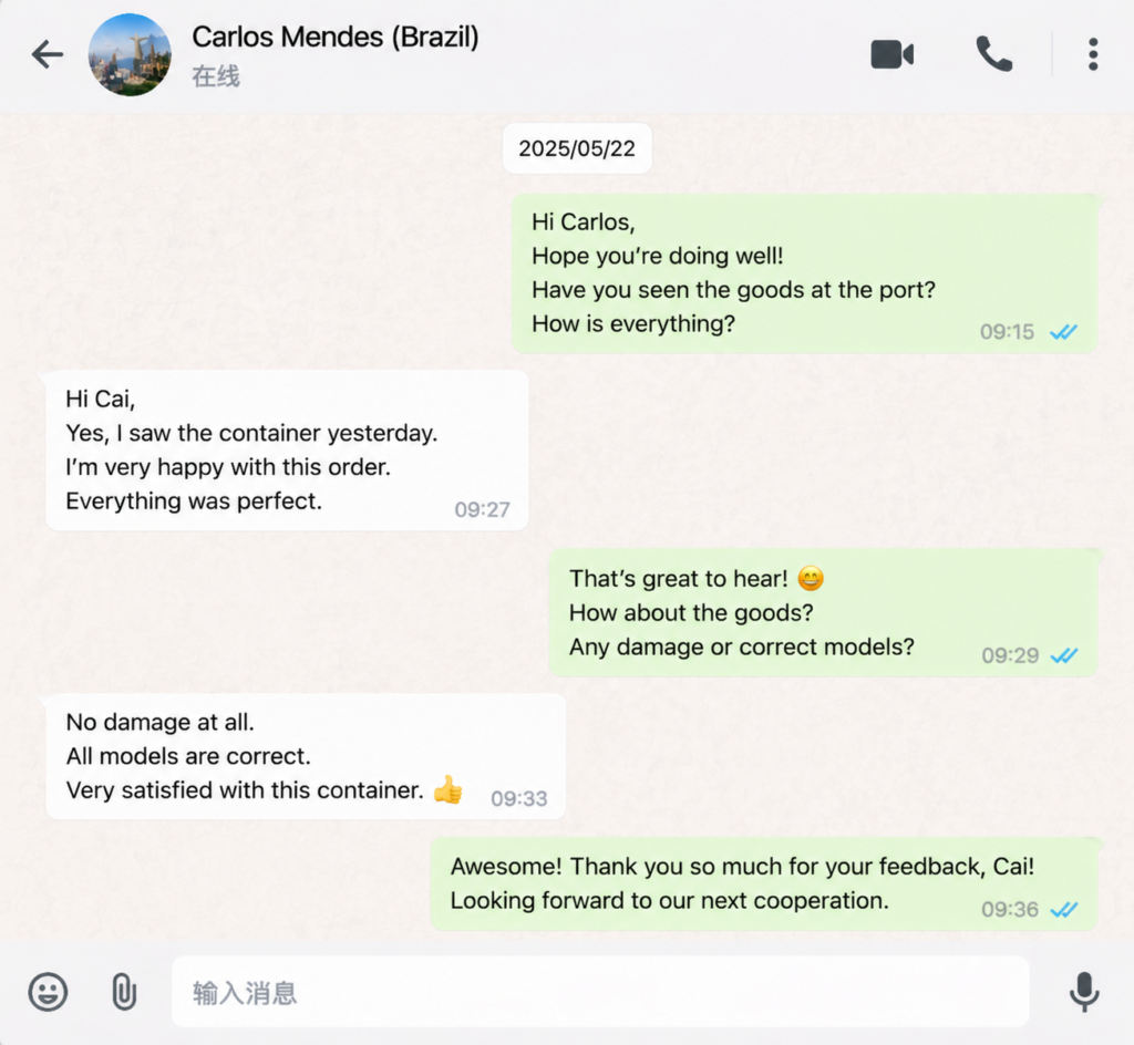 Customer feedback from Xiangyi Hydraulic