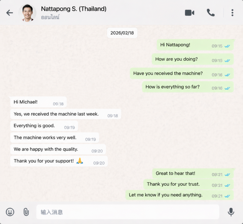 Customer feedback from Xiangyi Hydraulic