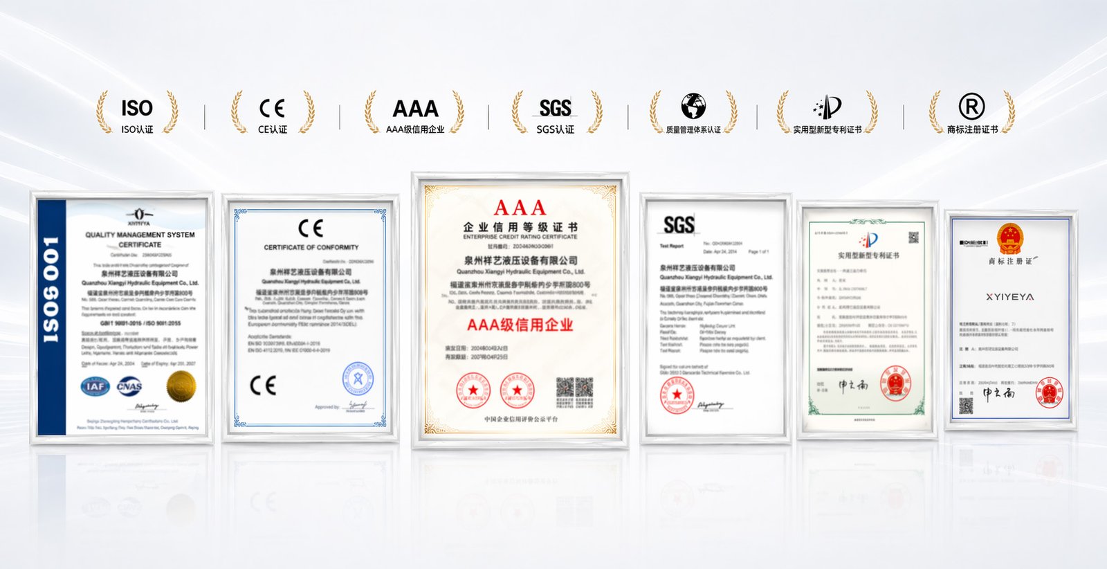 Xiangyi Hydraulic Certificate