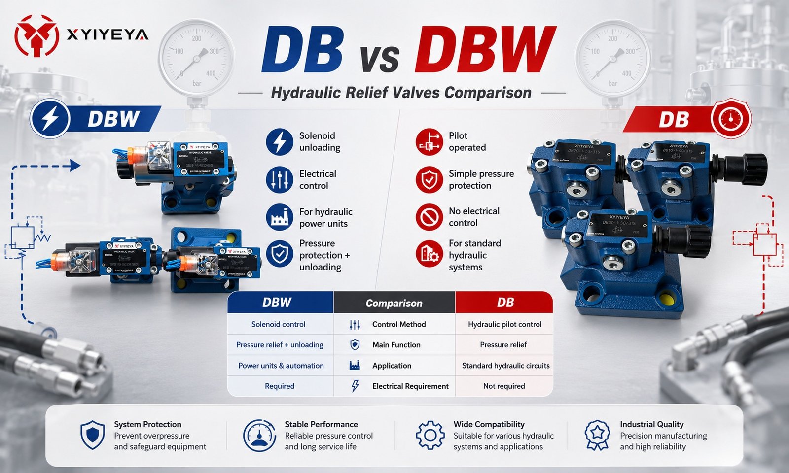 DB hydraulic relief valve and DBW hydraulic relief valve