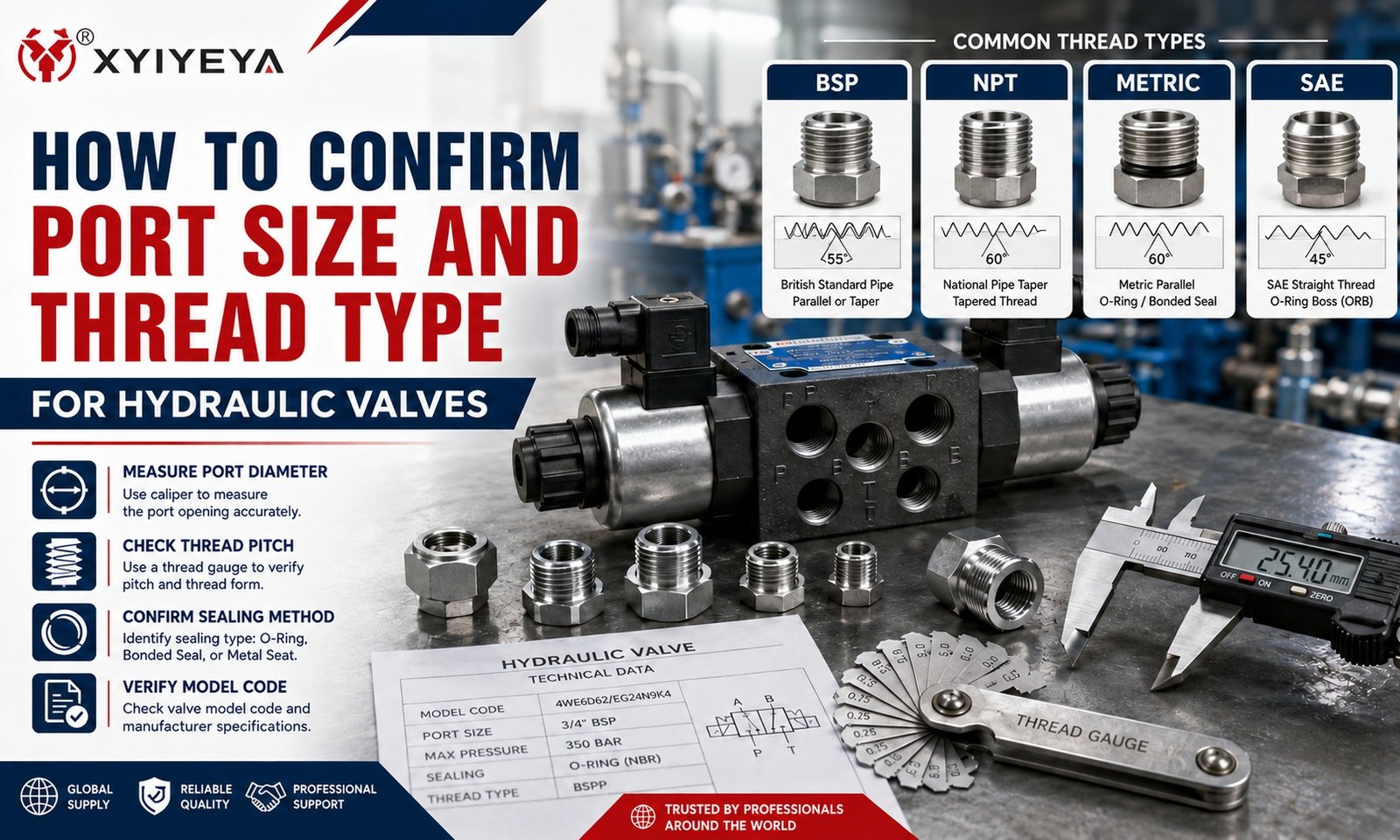 hydraulic valve port size