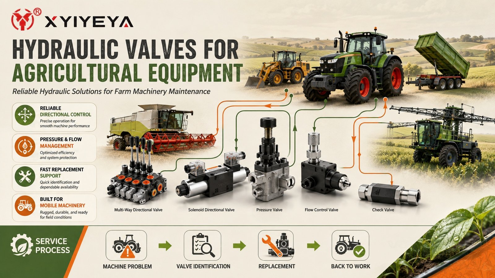 hydraulic valves for agricultural equipment